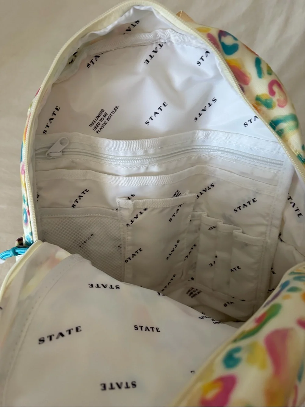STATE Kane Backpack New Without Tags Colorful Watercolor Leopard Print